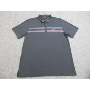 Travis Mathew Polo Shirt Mens XL Gray Blue Red Striped Golf Performance‎ Peru